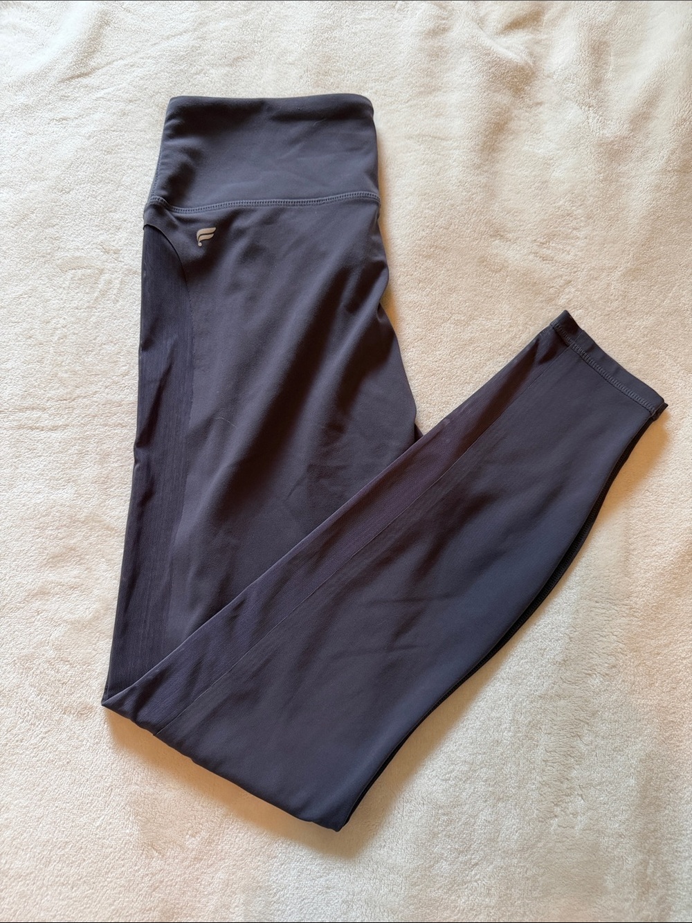 Fabletics Women’s High-Waist Leggings in Charcoal Gray with Mesh Side Panels